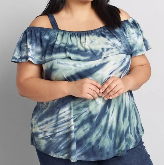 Lane Bryant Tops - 34/36 6x tie dye cold shoulder swing lane Bryant
